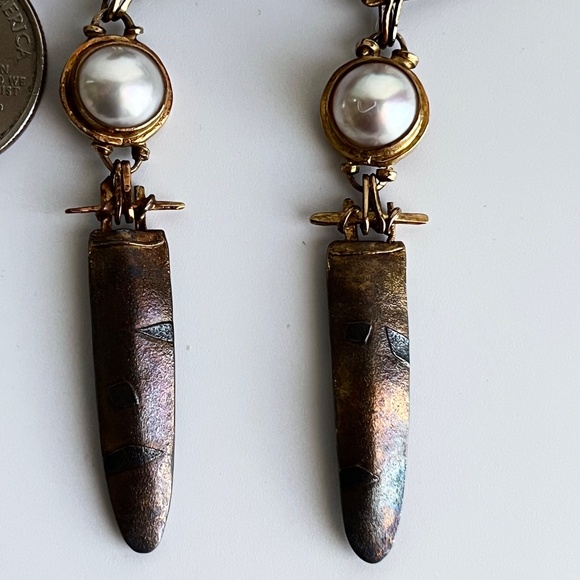 Carolyn Morris Bach Earrings 18K gold, Sterling Silver, Pearl and stone earrings - Picture 5 of 9